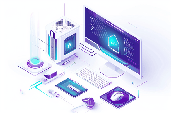 Illustration réaliste d'un ordinateur affichant une maquette de site web professionnel, conçu par une agence web